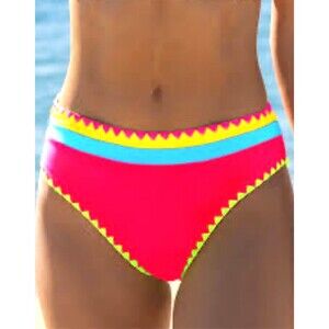 New Popvil Womens Colorblock Swimsuit Bottom Size XL Yellow Pink 1193H2